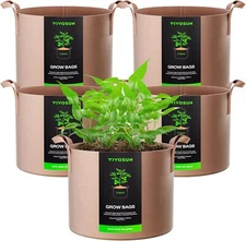 VIVOSUN 5-Pack 2 Gallons Grow Bags Thickened Nonwoven Fabric Pots with Handles