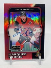 2017-18 O-Pee-Chee Platinum Logan Brown Retro Red Rainbow Rookie Auto Senators