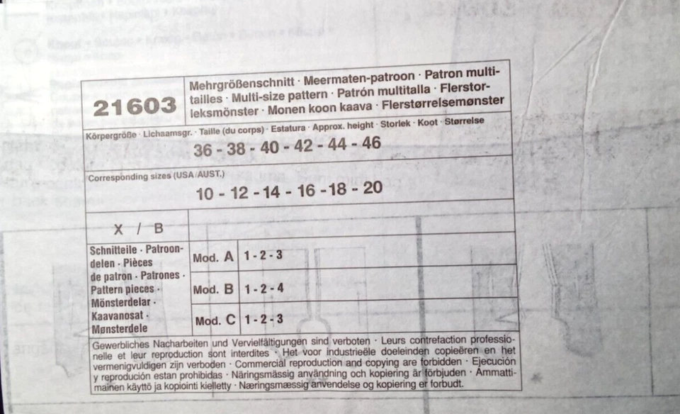 NEUE MODE UNCUT Pattern 21603 Size 10-20 36-46 Womens Misses Blouse Top 3 Styles - Image 4 of 4