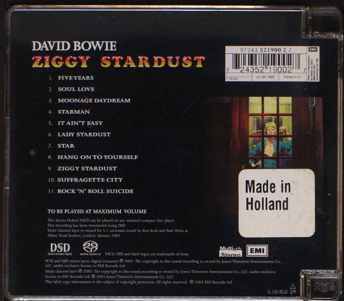 David Bowie - Ziggy Stardust - SACD 5.1 & 2.0 Multi Layer HOLLAND