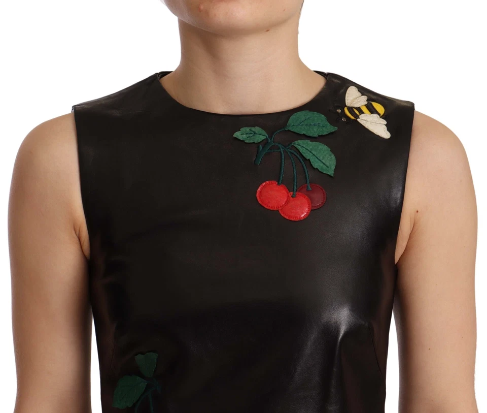 Vestido RED VALENTINO Funda de Cuero Negro Sin Mangas Mini IT40/US6/S PRECIO DE VENTA SUGERIDO POR EL FABRICANTE $2000 Foto 4 de 4