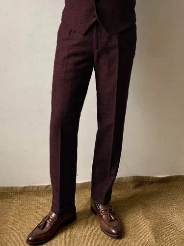 Men's coarse woolen formal pants retro adjustable waist pants 28-44- - Bild 7 von 22