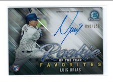 Luis Urias 2019 Bowman Chrome RC Auto Refractors #/150 ROY Milwaukee Brewers