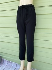 NEW ZARA Woman Black FLOWING TROUSERS Elastic Drawstring Waist Size M O2498