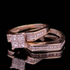 14KT 4.20DWT WHITE GOLD 1CTW PRINCESS CUT DIAMOND WEDDING RING SIZE 5