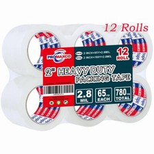 Heavy Duty Packing Tape 12 Rolls Clear 2.8 mil 65 Yards x 1.88 inch Total 780...
