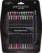 Pentonic Gel Pens, 24 Count, Assorted Colored Ink 12 Colors, 2 Of Each Color ,