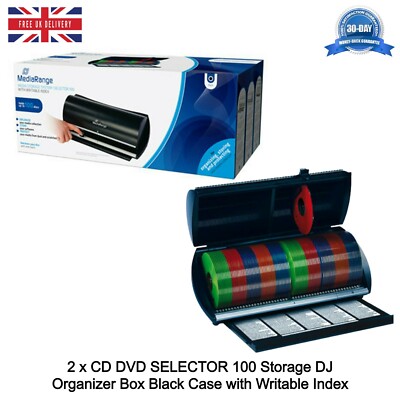 2 x CD DVD SELECTOR 100 Aufbewahrung DJ Organizer Box schwarz Etui mit beschreibbarem Index