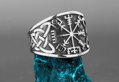Ring Ringe Edelstahl Herren Viking Wikinger Triquetra Kompass Vegvisir Retro 