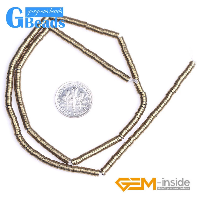 Металлическое покрытие гематит Heishi прокладка бисер для ювелирных изделий делает прядь 15 «2 x 4 мм - Изображение 2 из 4