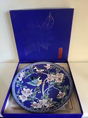 CHINESE CLOISONNE BIRDS & FLOWERS PLATE FROM THE CHING~TAI~LAN ARTISTS WORKSHOP
