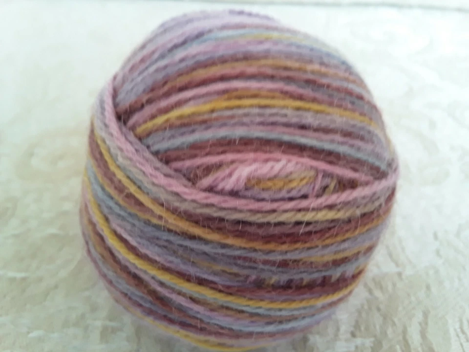 Robin Pascal Hand Painted Alpaca DK Yarn Mauve Blue Gold 1 Skein Already Wound - Image 2 of 4