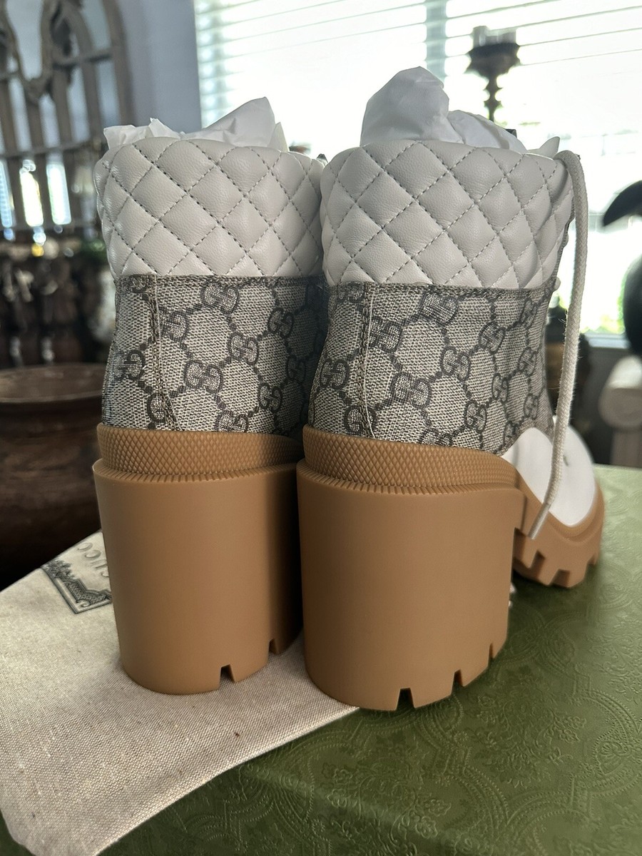 Women's Gucci Calfskin GG Supreme Monogram Boots Size 39 Made In