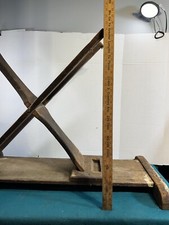 Primitive Antique/Vintage Handmade Table Iron Fold Stand Adjustable 2 Heights