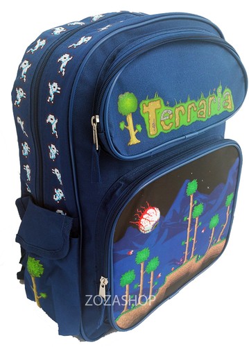 TERRARIA Boys 16" School Large Blue Backpack & Lunch Bag 2 pc set Boy Bags - Picture 3 of 6