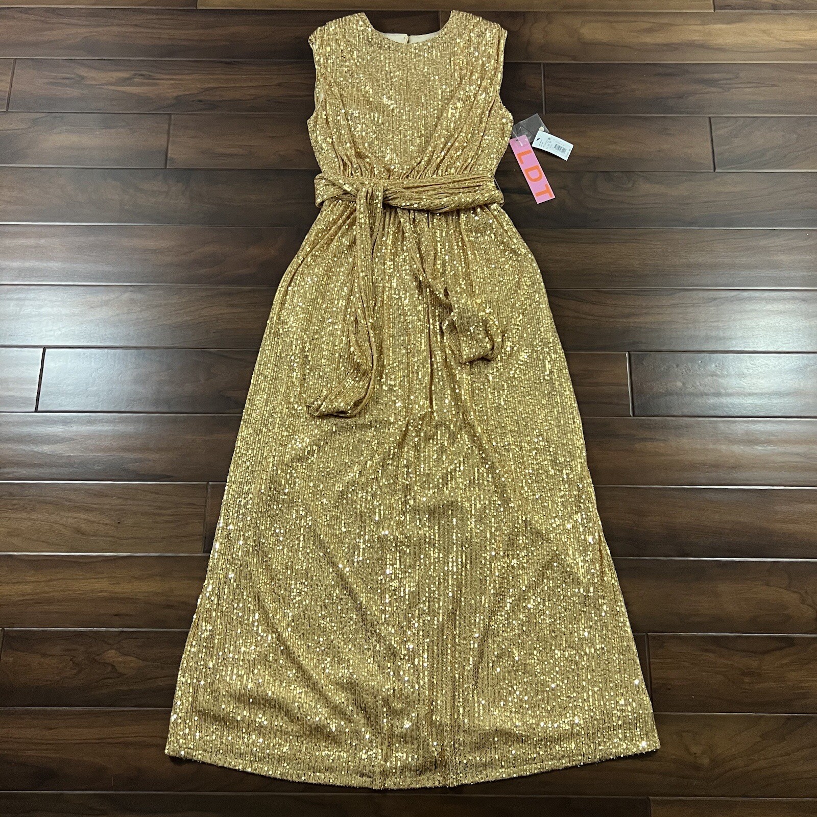 LDT Dillards Women's Size 4 Gold Sequin Ivy Goddess Long Gown Dress eBay