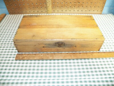 Vintage Wooden Box w/ Hinged Lid and Divided Sections