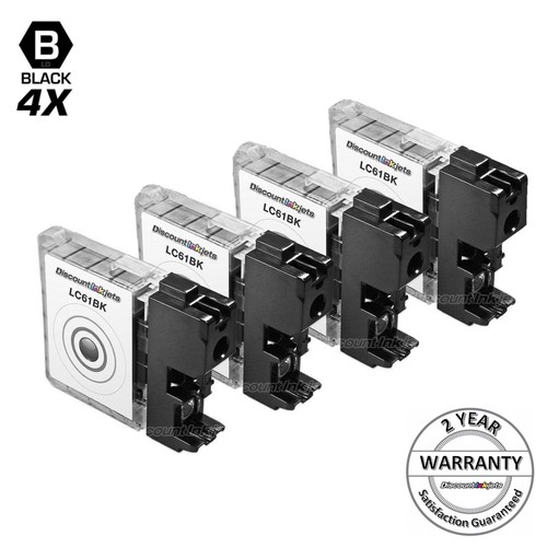 4PK New Compatible LC61BK for Brother 