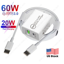 20W USB-C Fast Charger PD Type-C Cable For iPhone 15 16 Pro Max 16 Plus Samsung
