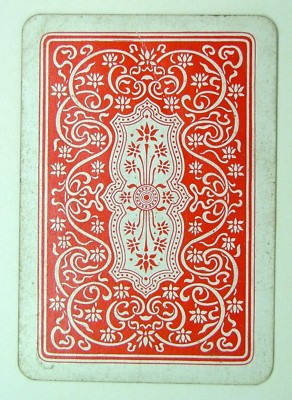 1 x Geometrisches Muster Laub Rot 6 Herzen Einzelkarte BREIT Spielkarte Z90