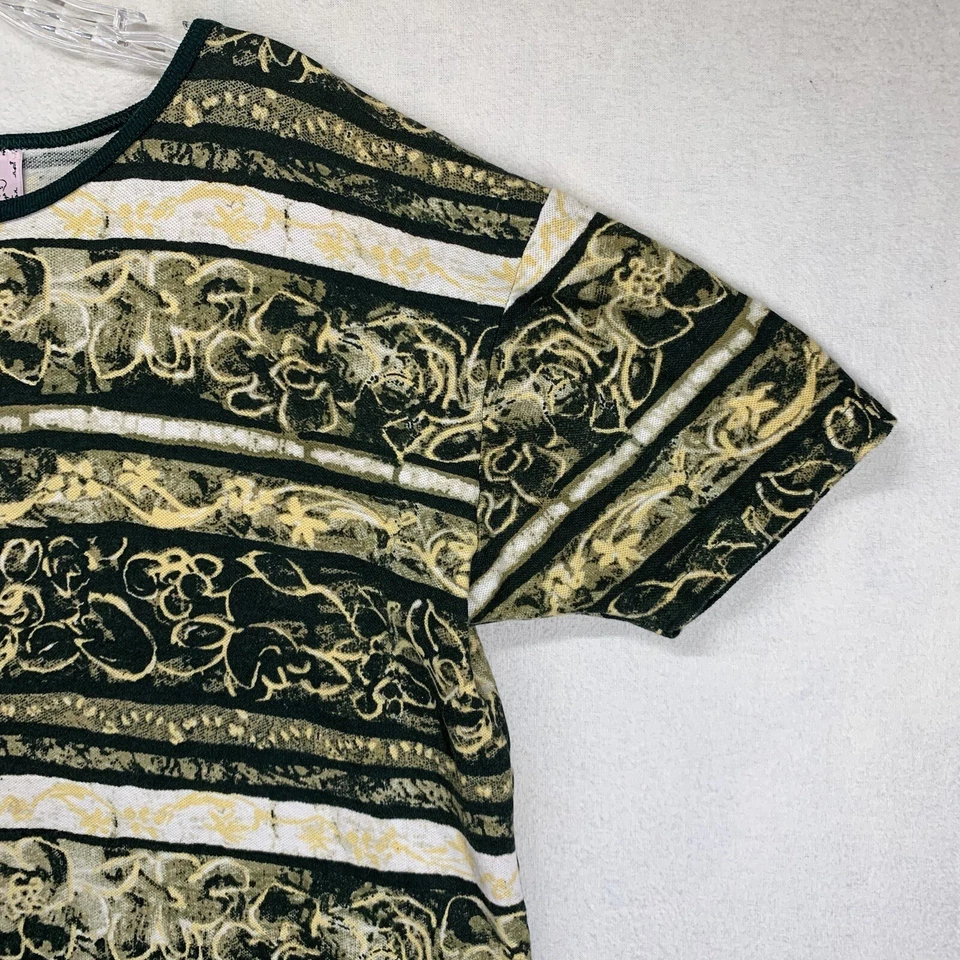 Camiseta vintage para mujer grande geométrica a rayas floral Fair Isle lona con encanto Foto 4 de 4