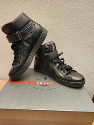 Pre Owned Prada Shoes Prada Sneakers High Top Mens Size Black