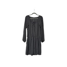 Black Express tunic dress white peasant style buffer sleeves Medium