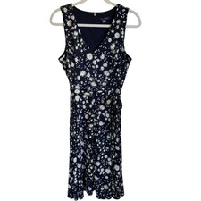 Tommy Hilfiger Dress Windblown Daisy Sz 8 Sleeveless V-Neck Belt Fit and Flare