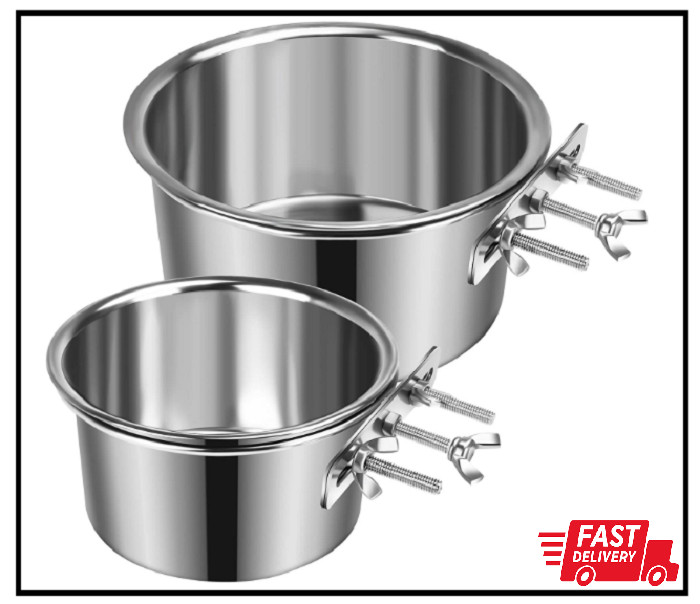 Water Bowl For Cage With Upgraded Clamp Holder Pet Kennel