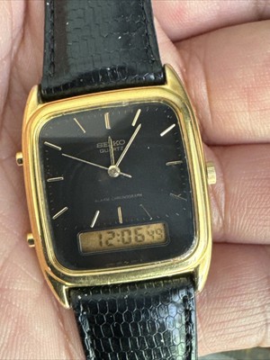 Vintage 1981 N MINT Seiko Hybrid H601-5430 RO Gold Quartz Mens