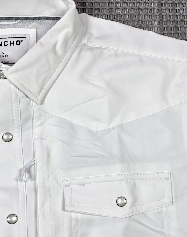 Poncho Camisa Para Hombres L Calce Ajustado Blanco Sólido Ventilado Perla Occidental Pesca a Presión Foto 3 de 4