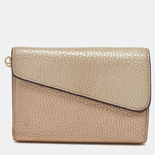 Portefeuille Dior à trois volets en cuir doré