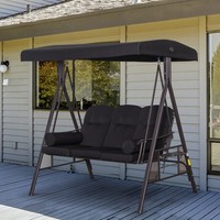 Outdoor 3 Seat Garden Swing Chair Swing Hammock Bench w/Cushions Refurbished