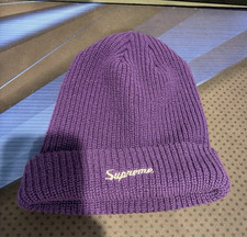 Supreme Purple Ribbed Knit Cuffed Beanie Hat ...