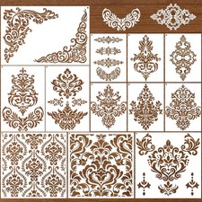 Large Damask Stencils for Painting Wall - 12 Pcs Textured Border Reusable...