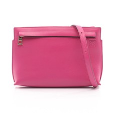 LOEWE T Pouch Anagram Shoulder Bag Leather Pink Purple Gold Hardware #RC3843