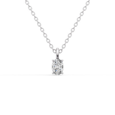 14K Weißgold 0,75CT Lab Grown Oval Cut Diamant Solitär Anhänger mit Kaution