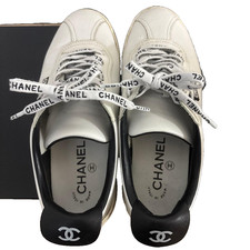 Authentic CHANEL White Sneakers Logo Lace Women EU 36 US 5.5