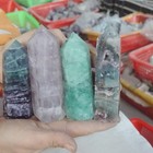 10.5LB 15 Natural Rainbow Fluorite Quartz Crystal Point Tower Polished Healing — photo 3