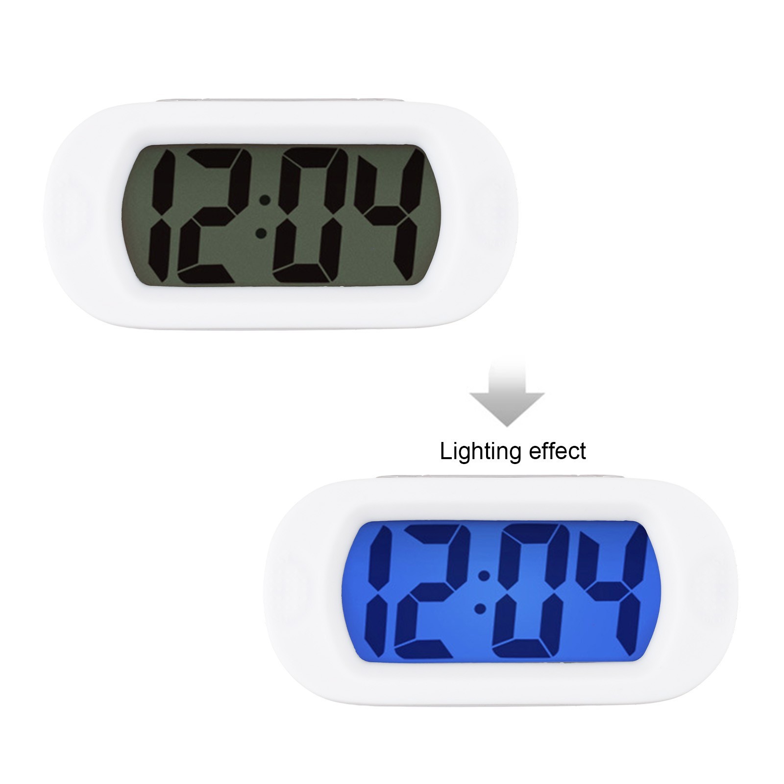 Snooze Digital Alarm Clock Travel Size with Easy Read LCD and for NIGHTLIGHT