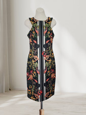 Next Black Floral Bodycon Knee-length Party Dress | Size 12