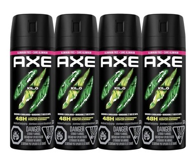 4x Lot  AXE Kilo Deodorant Body Spray 4oz - Discontinued Hard Scent to Find