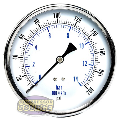 #ad Compressed Air Pressure Gauge 200 PSI 1 4quot; MNPT Back Mount Mount 4.5quot; Face $24.95