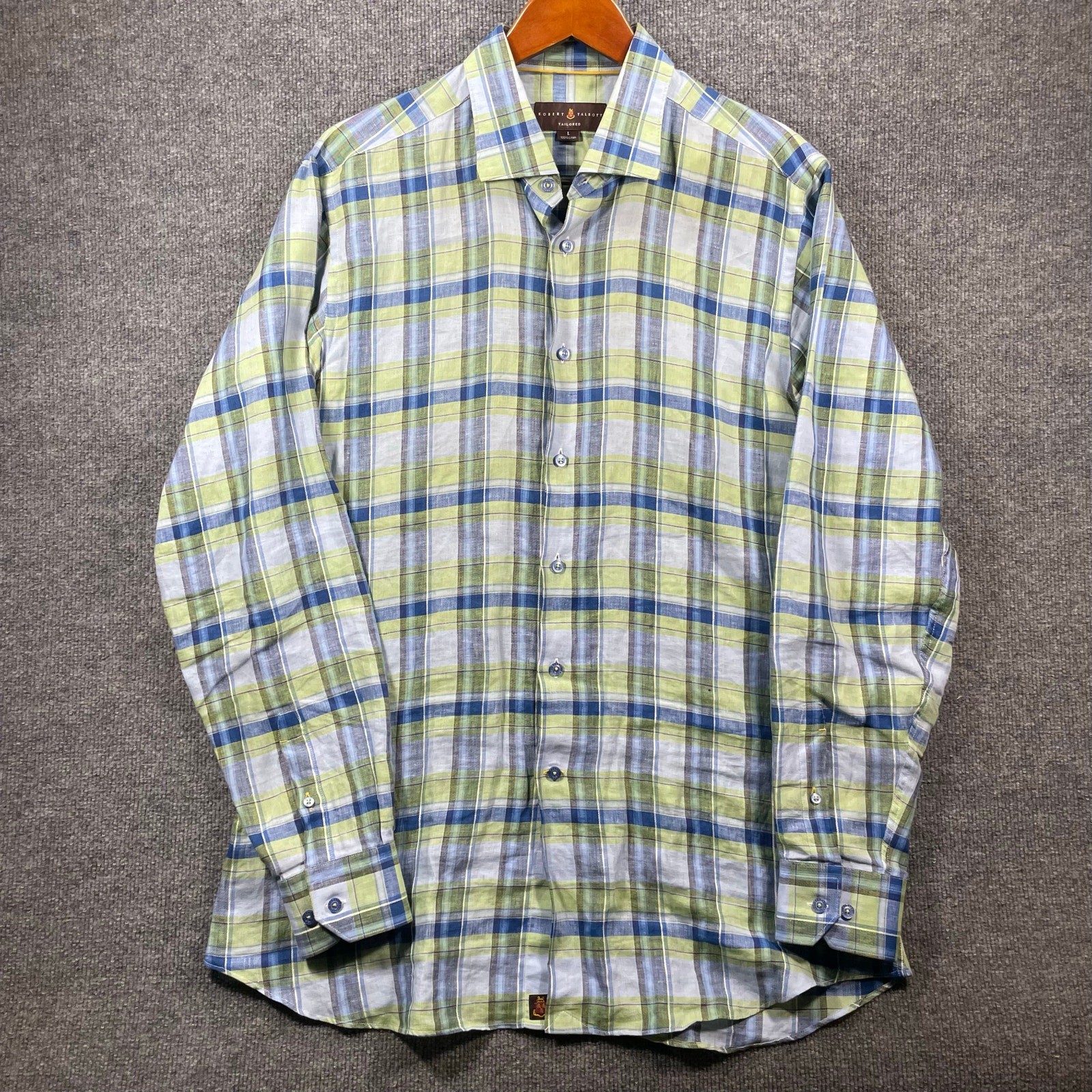 Robert Talbott Tailored Button Up 100% Linen Shir… - image 1