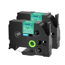 2PK TZ 745 TZe-745 Compatible with Brother PT-330 White on Green Tape Label 18mm