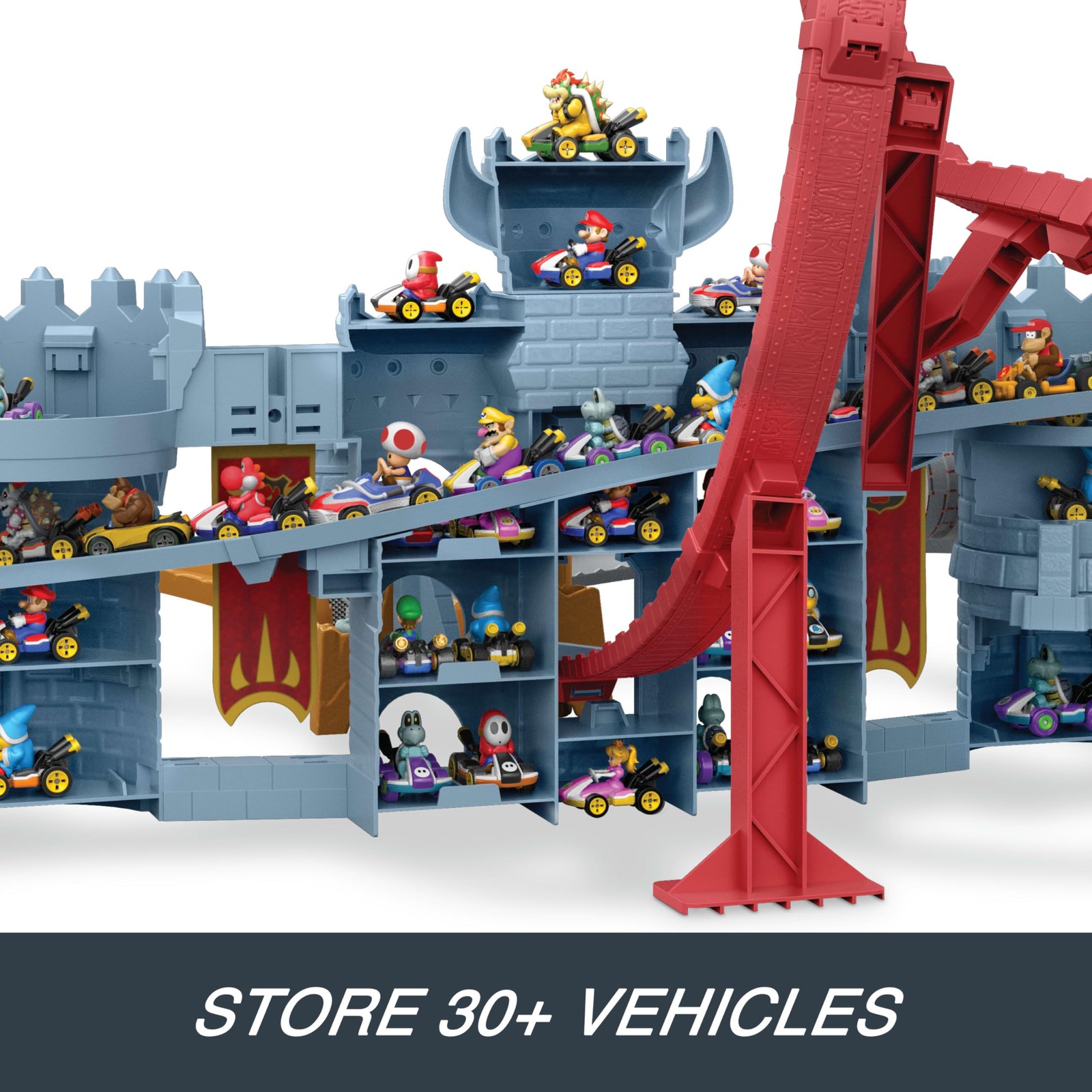 Mattel Hot Wheels Mario Kart Bowsers Castle Track Set with 1:64 Scale Die-Cast