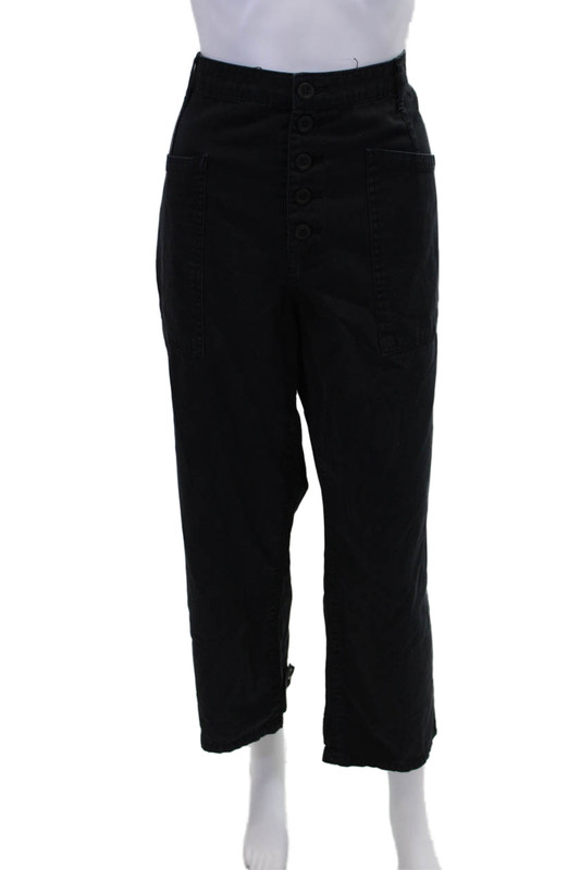 Pistola Womens Button Fly High Rise Straight Leg Pants Navy Cotton Size 31