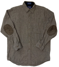 Pendleton Wool Elbow Patch Shirt Brown M Medium EXC