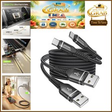 USB A to USB C Cable 6FT 2-Pack 60W Fast Charging Braided Nylon CarPlay