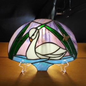 Stained Glass Suncatcher Swan Butterfly 10.5" Wall Window Hanging Art (Resin)